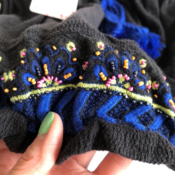 NWT Free People No More Tiers Beaded top black S - Picture 5 of 9